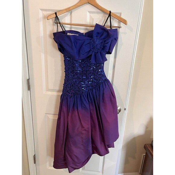Vintage Gunne Sax Vintage 80s Steampunk Rock Ball Gown Gothic Size 3 Blue Purple - Picture 1 of 16